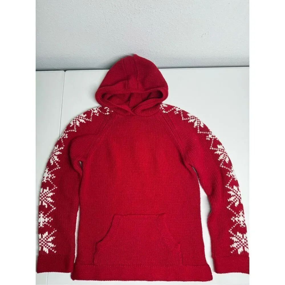Gap Kids Wool Blend Hooded Sweater Red White Size XXL(14-16) See Description